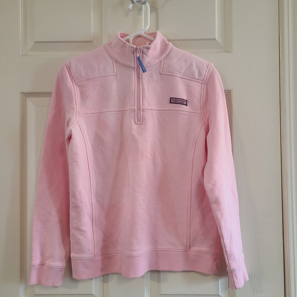 Vineyard Vines Light Pink Pullover with Navy Logo Patch
